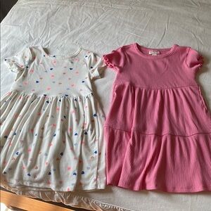 Set of 2 Charming Pink and White Kids Dresses